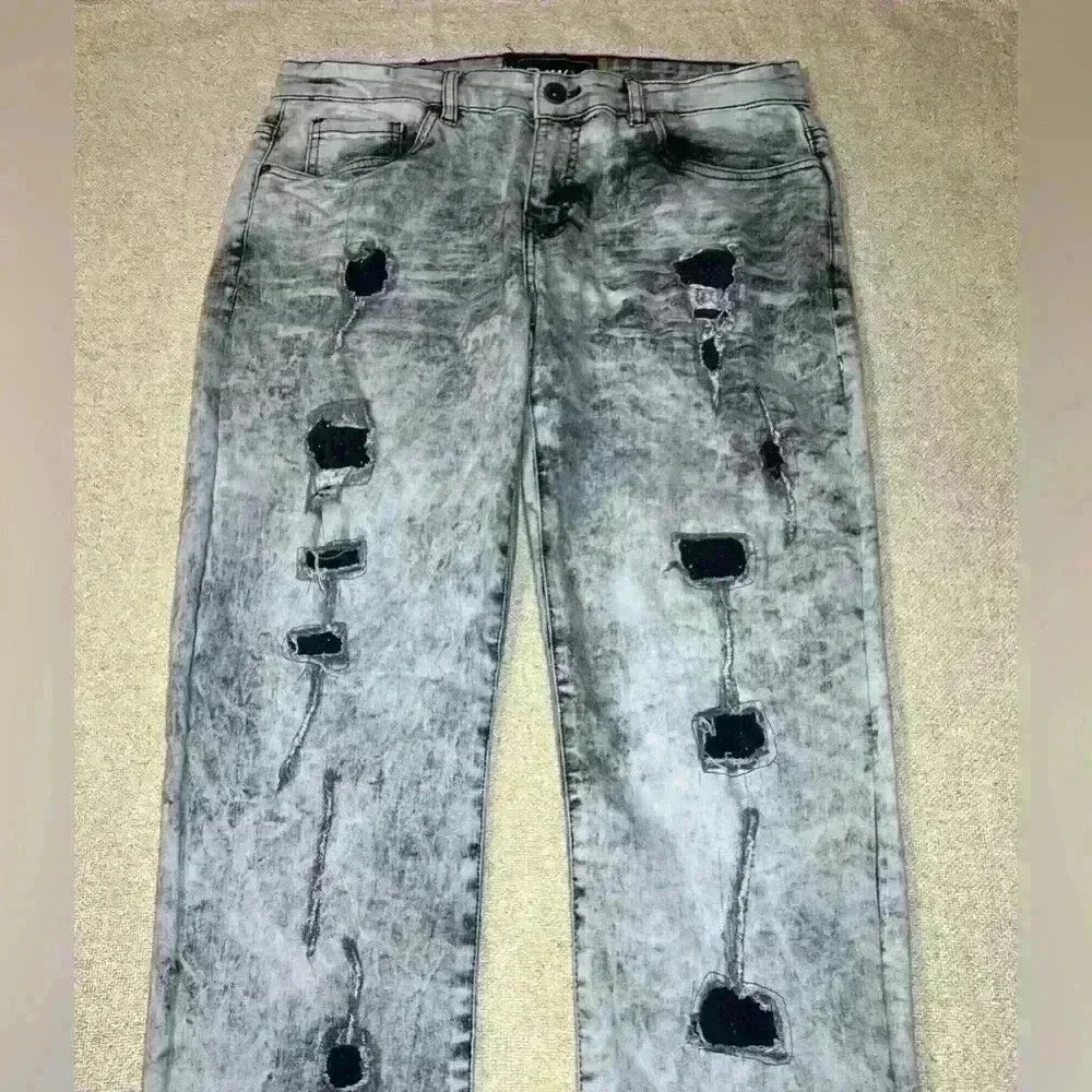 Raw X Mens Jeans Size 32x31 Skinny Fit Distressed Grunge Hip Hop B0061 - Picture 8 of 12